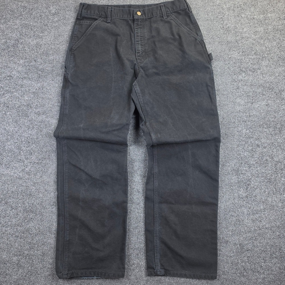 Carhartt B11 Washed Duck Dungaree Pants Men's 36x32 Work Black Utility Carpenter